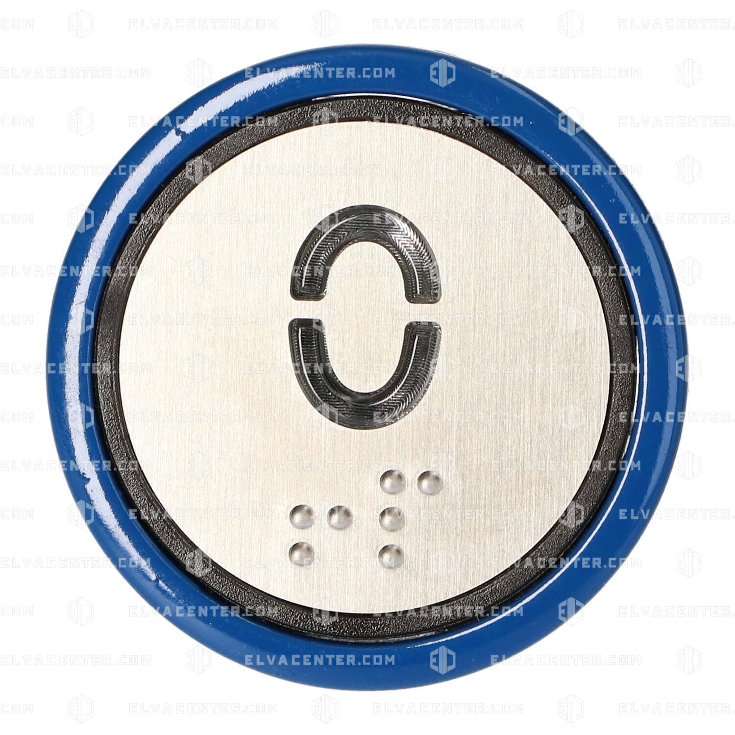 Cea, Push button type ROUND, blue border, red LED 12/24V, 1NO/NC, number+braille