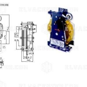 PFB, Snelheidsbegrenzer: R5R rechts D200 Vn 0.60-0.66  Vi 0.82 m/sec - remote control 220 Vac