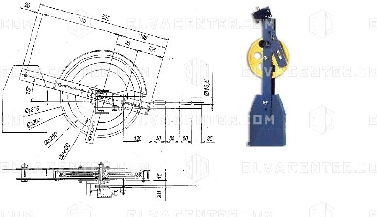 PFB, Spanrol: geschikt voor LK315 - wiel D315 mm + gewicht 22 kg + contact