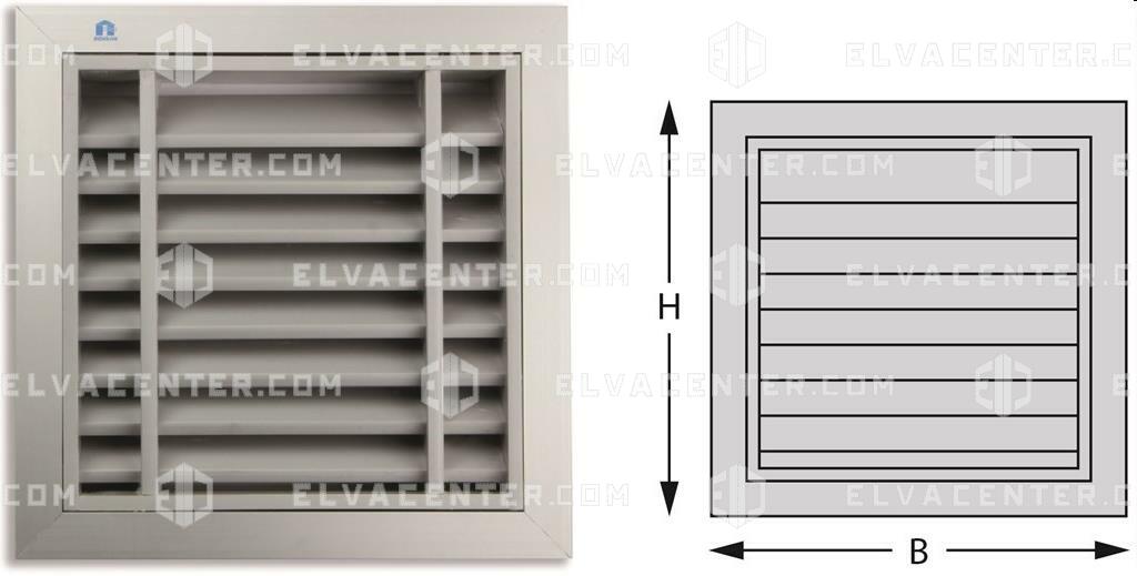 Renson, Brandwerend rooster met schuine lamellen - H 200 X B 400