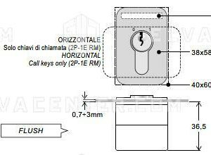 DMG, contactblok voor eurocilinder - Inox Flush rechthoekig - 2P / 2E
