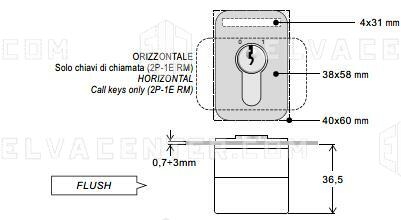 DMG, contactblok voor eurocilinder - Inox Flush rechthoekig - 2P / 2E