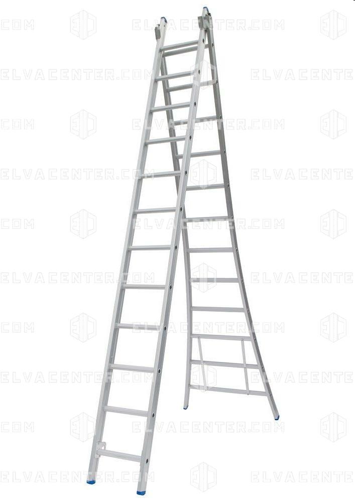 Solid, 2 Piece Convertible Ladder 2x9 rungs - Extended 4 meters