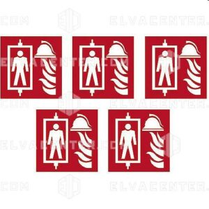052571 - Pictogramme autocollant: Ascenseur pompiers d‘après EN 81-72 20x20 pour Tableau UE5