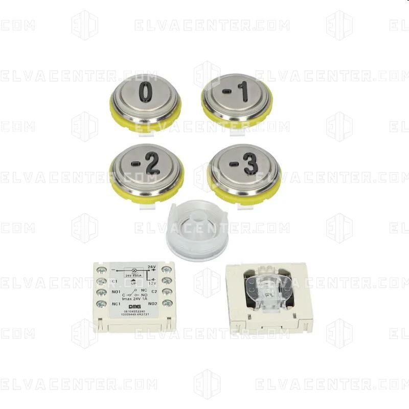 DMG, Round Push Button Bl (light) 2mini micro - Metal - Engraving - Red Led - 24V