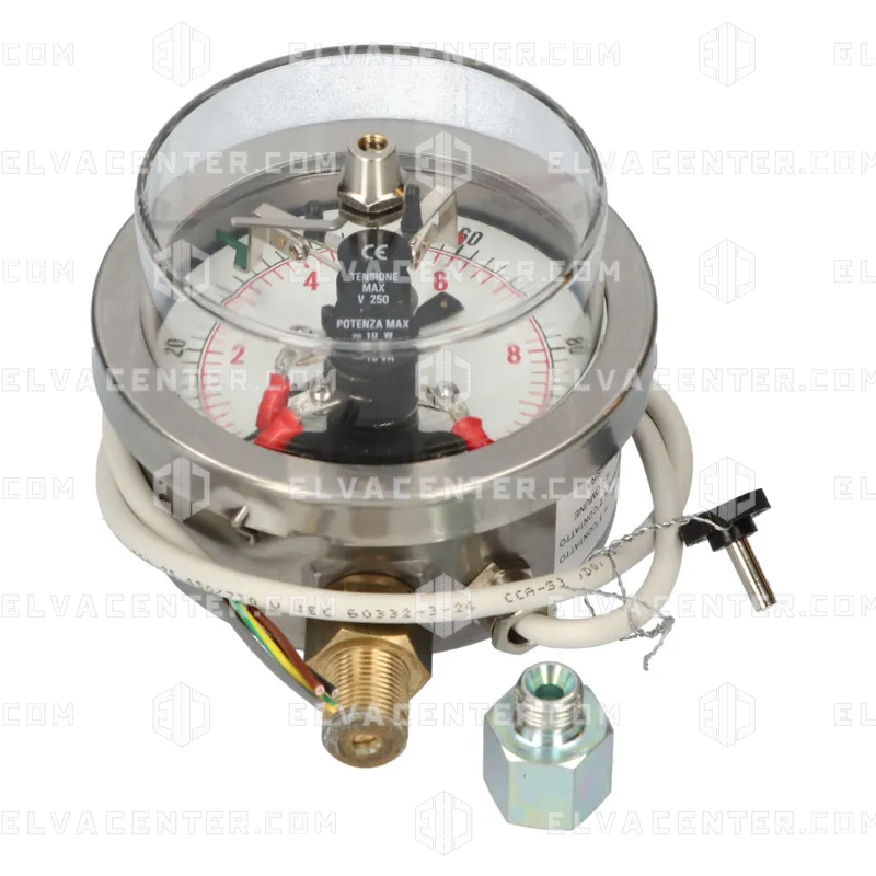GMV, Pressure gauge with min (NC) and max (NO) pressure contact - max 100 bar - adjustable