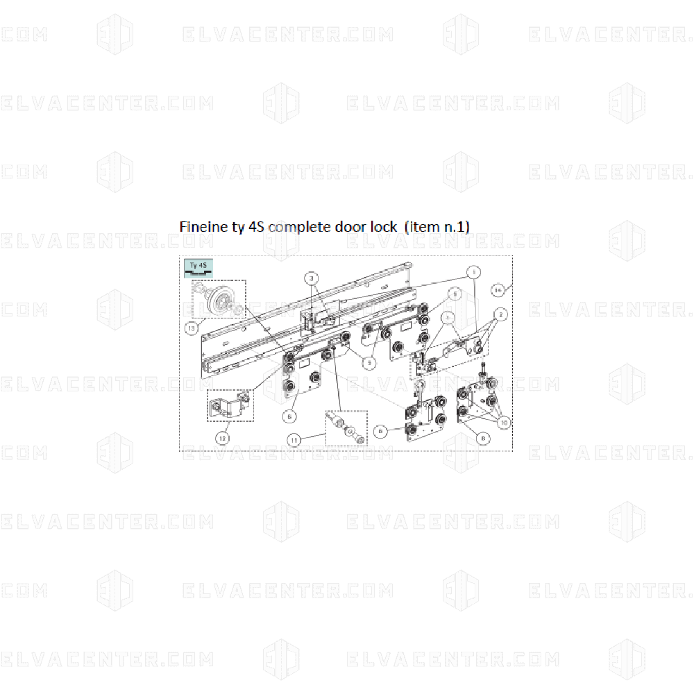 Wittur, komplettes Türschloss TY-4S - FINELINE Tür