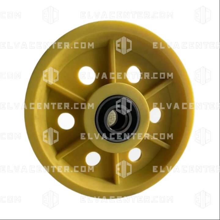Deflection wheel, Optamid plastic, Ø320mm, 80mm wide, clearance between grooves 18mm, for 4x8mm stee