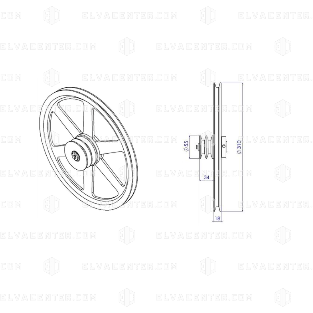 IGV, Door operator pulley – fast – 310 mm/55 mm