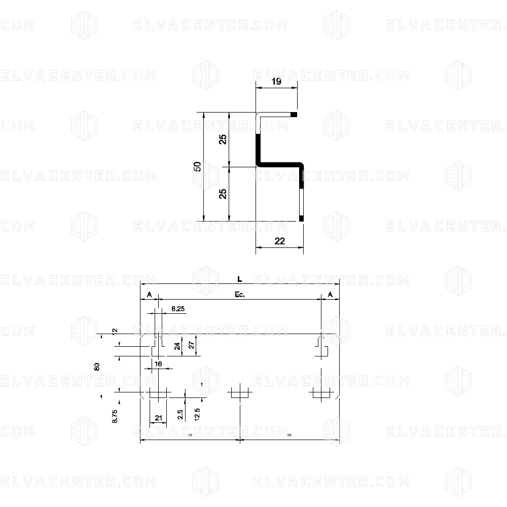 FERMATOR , Lower track guide shoe support – C4 – PL 1800mm
