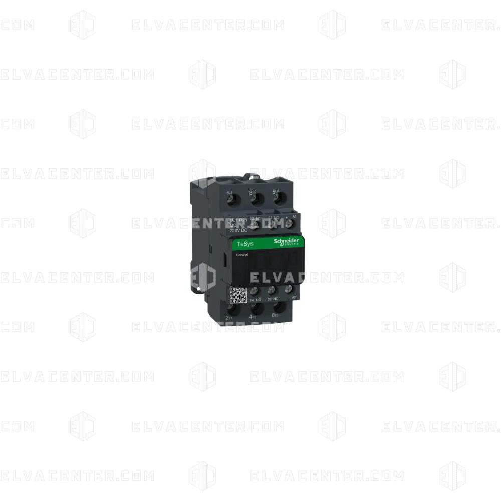 Schneider, contactor LC1D25MD – coil 230Vdc – 25A 690V ac/dc – 3-pole + auxiliary contacts 1NO+1NC