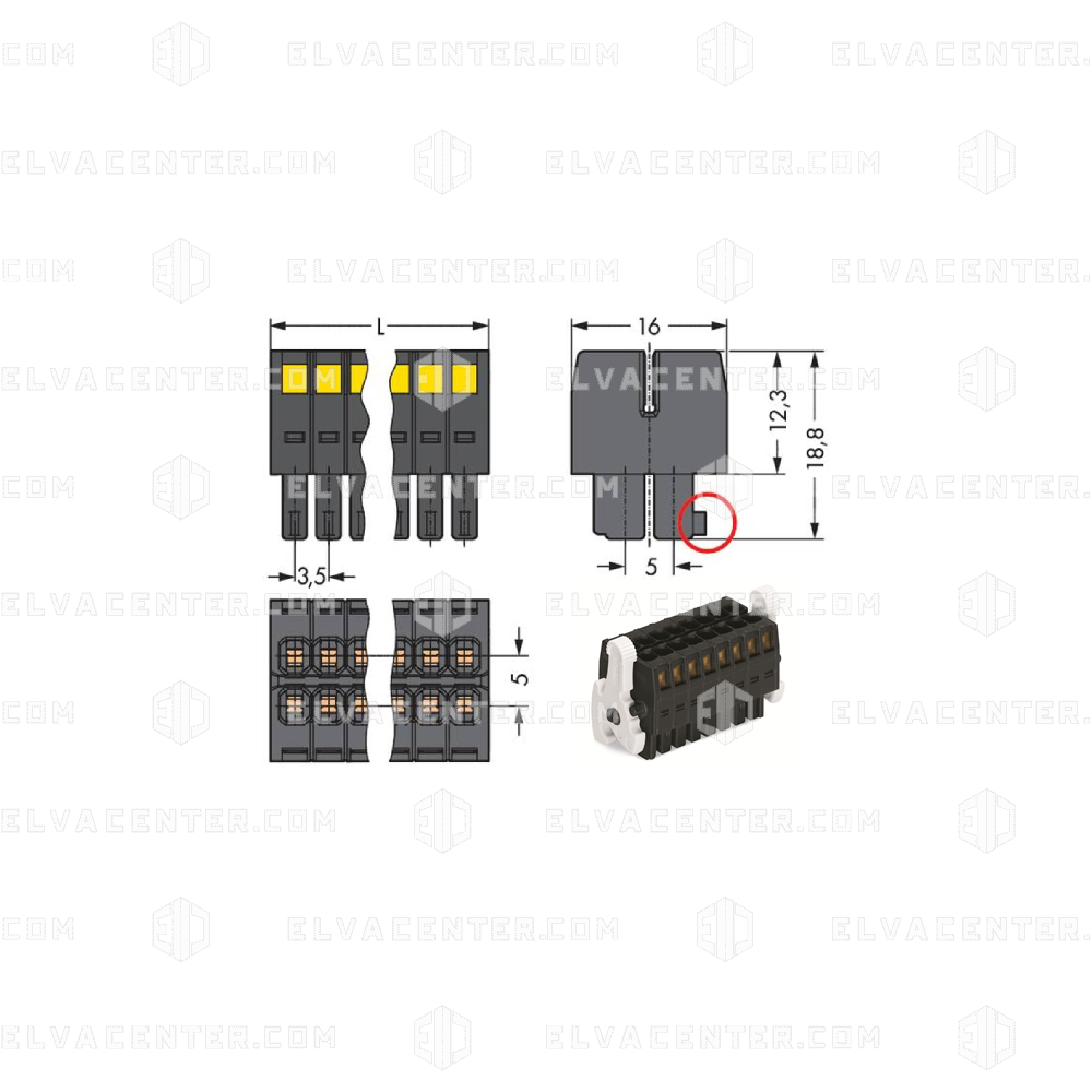 Wago, connecteur (femelle) - 2 x 5 pôles - pitch 3,5 mm