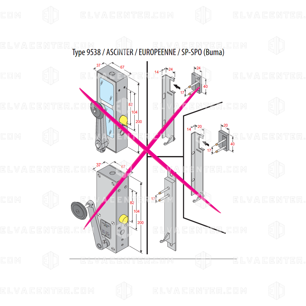 Prudhomme, SPX4/O/PD/CC - Ersatzschloss für Buma, SP/SPO (Otis), Européenne (9538)