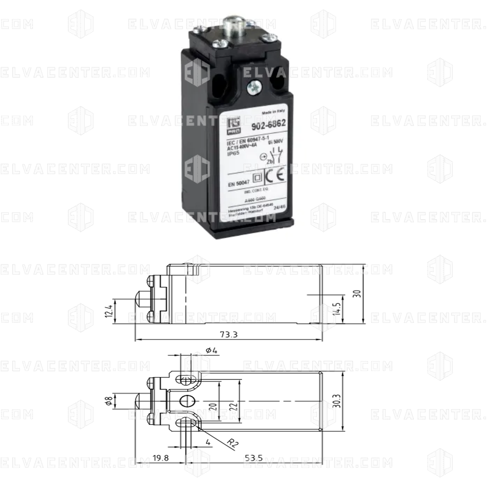 RS, limit switch - plunger - NO/NC