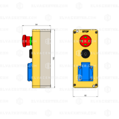 051046 - Pit control box - Emergency Stop 2NC - light button 1NO - socket DK (Danisch)