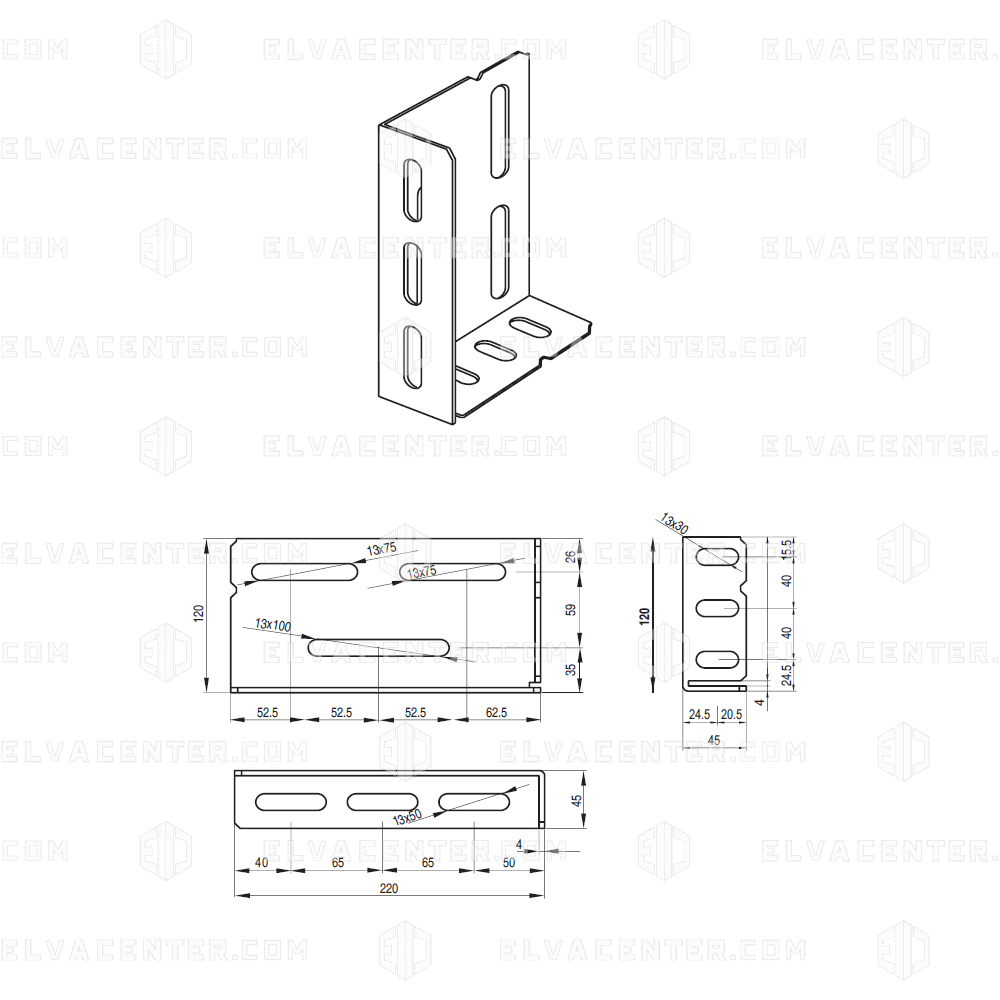 Fermator, Landing Door bracket / fixing bracket type V2 - set 5 pieces