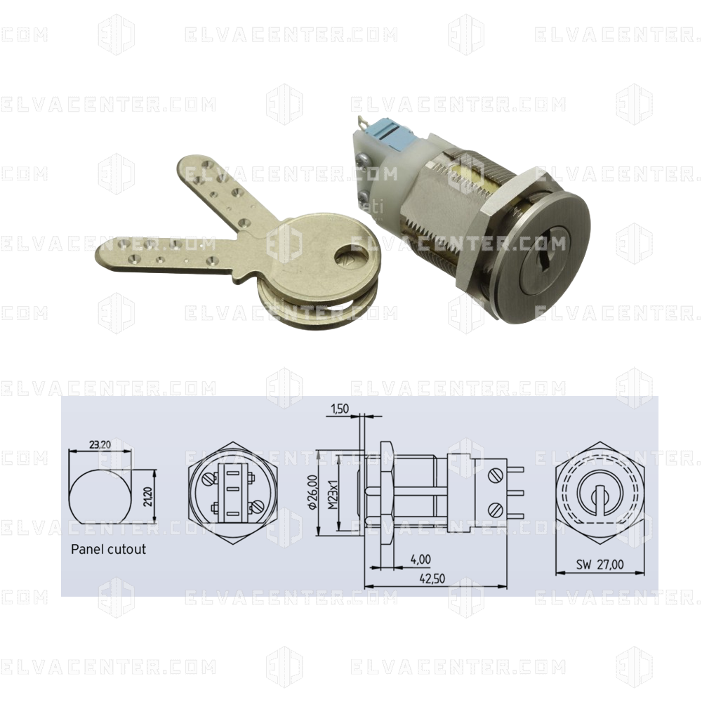 Kaba Switch KABA, Key switch, 2 positions, 2 removal positions - Shop Elvacenter