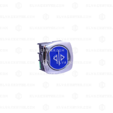 Elmi, Push button "" door open - RP42Z - 1NO/NC - red LED 12/24V - blue Zama plate - Chrome frame