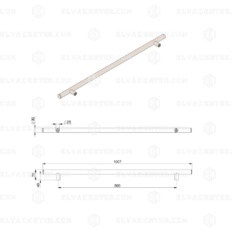 050415 - Stainless steel handrail, length 1000 mm, hole spacing 800 mm, fastening with M8 bolts