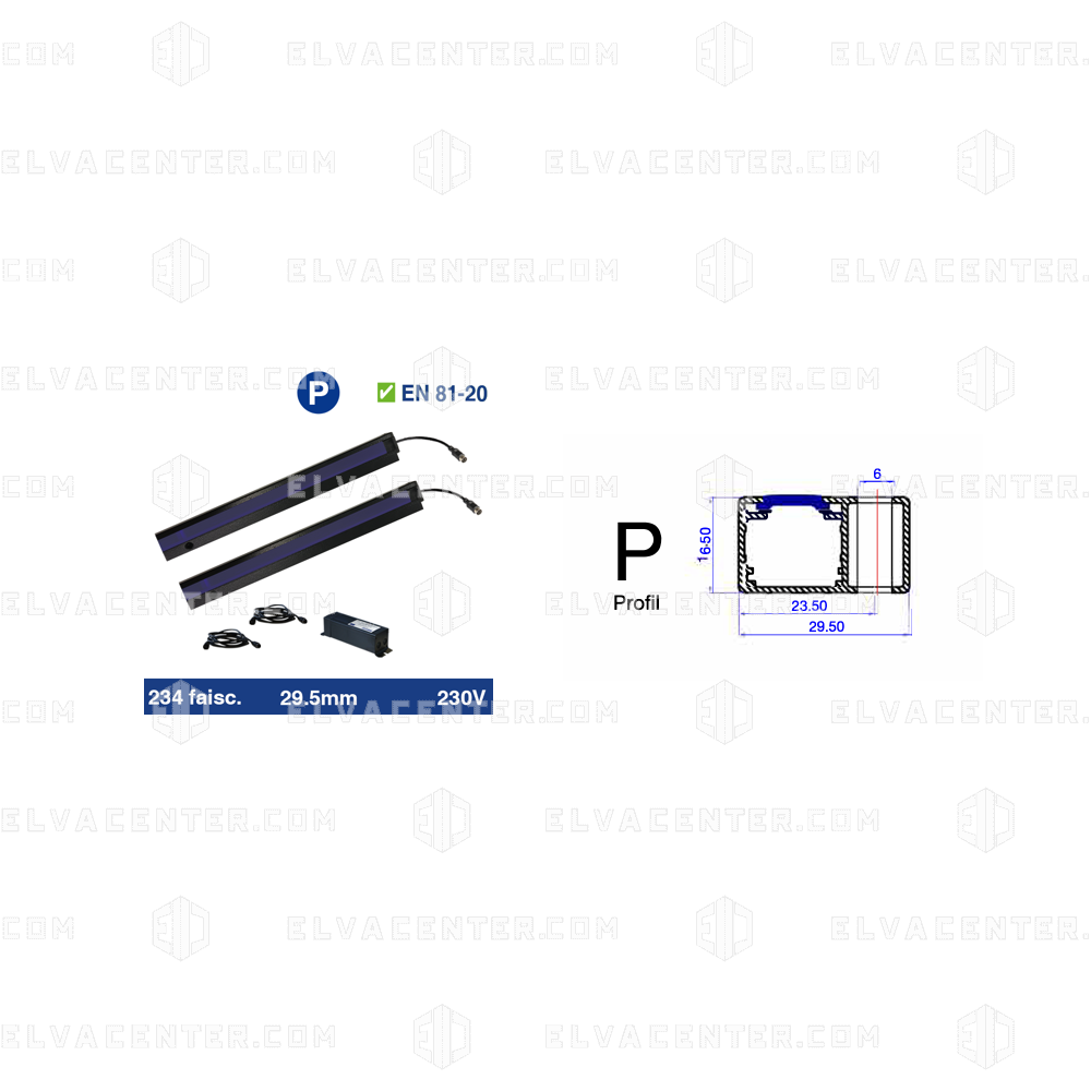 Weco, light curtain  G5 - P profile - 234 beams - 2000 mm - IP54 + 24V power supply