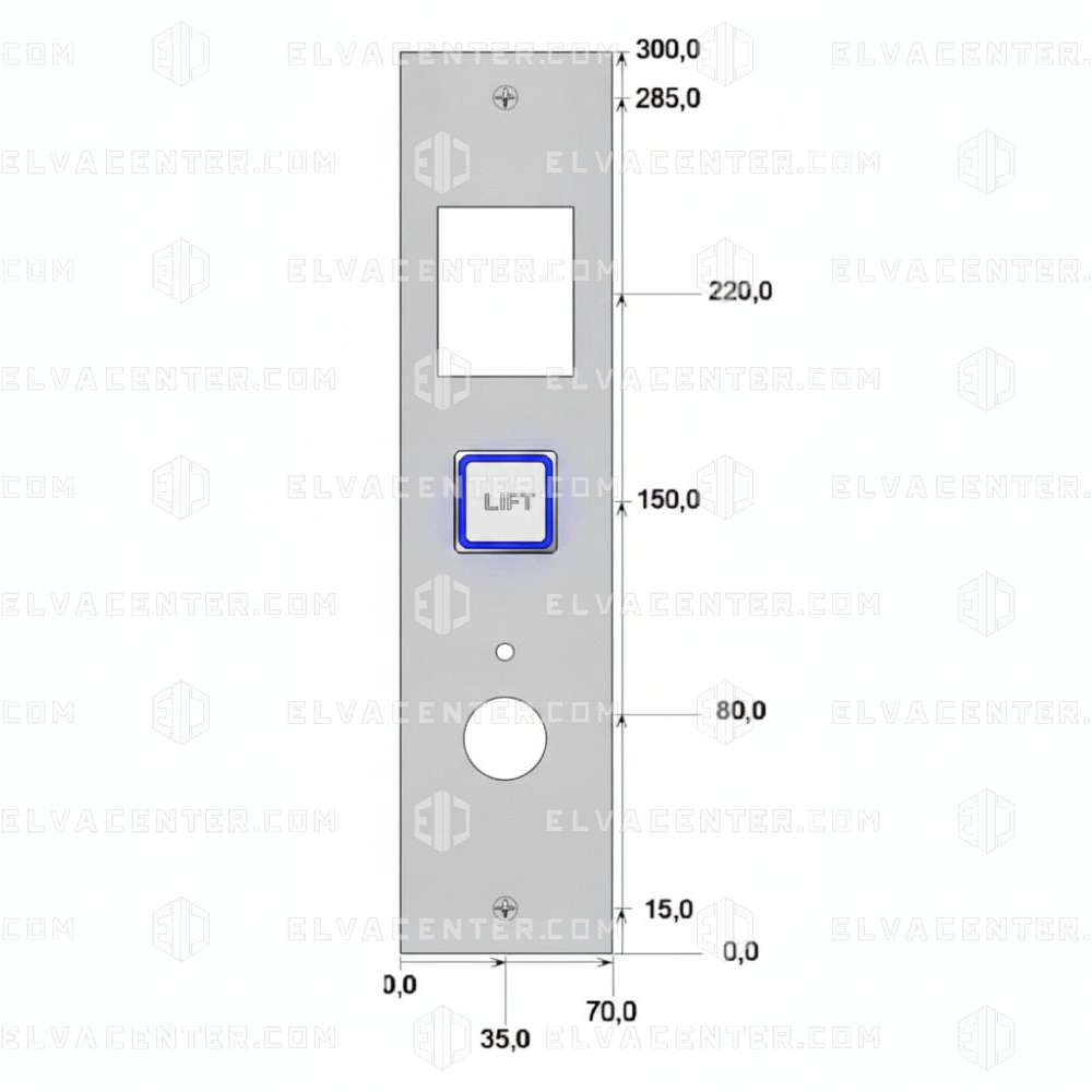 DMG, (Stock EC) LOP: Flush-mounted - flat plate - 70x220mm - BL - cut-out for display & key