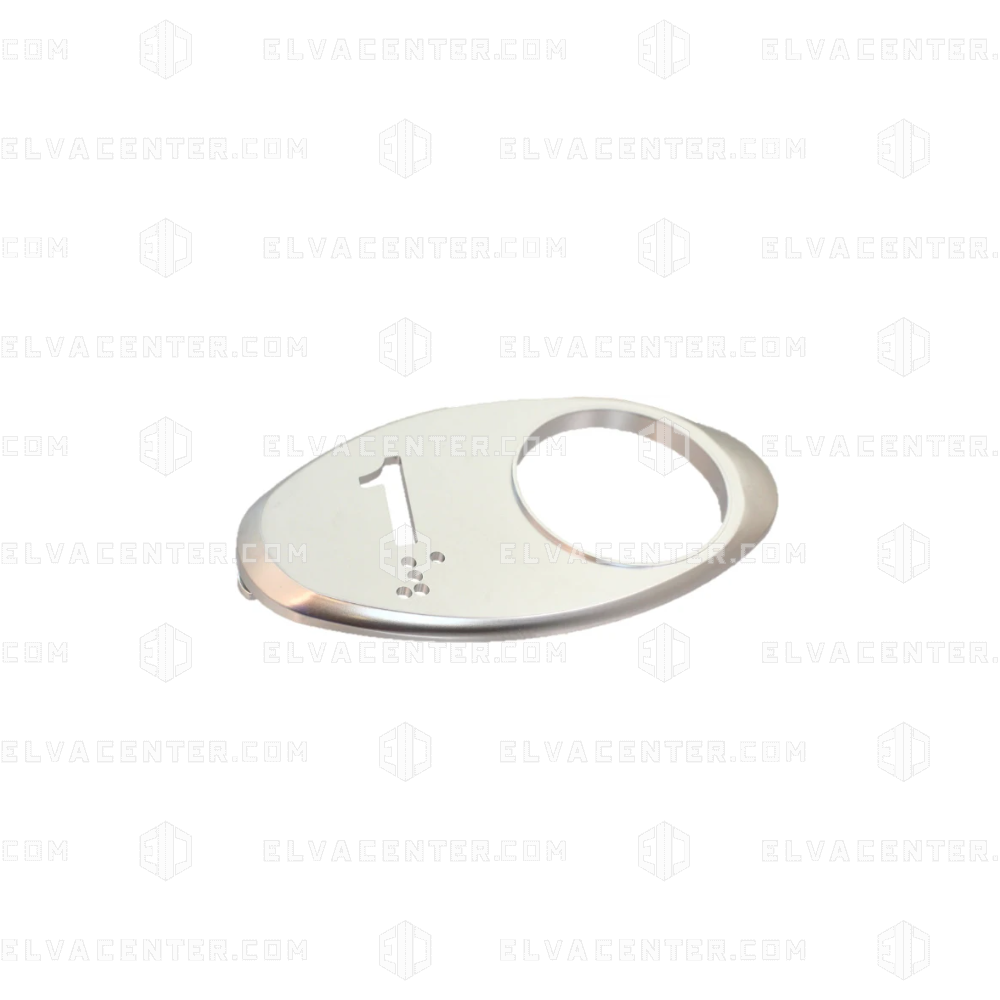OTIS, Chicklet Chrome Satin Gen2 - engraved “1” with Braille (insert plate, item 28939)