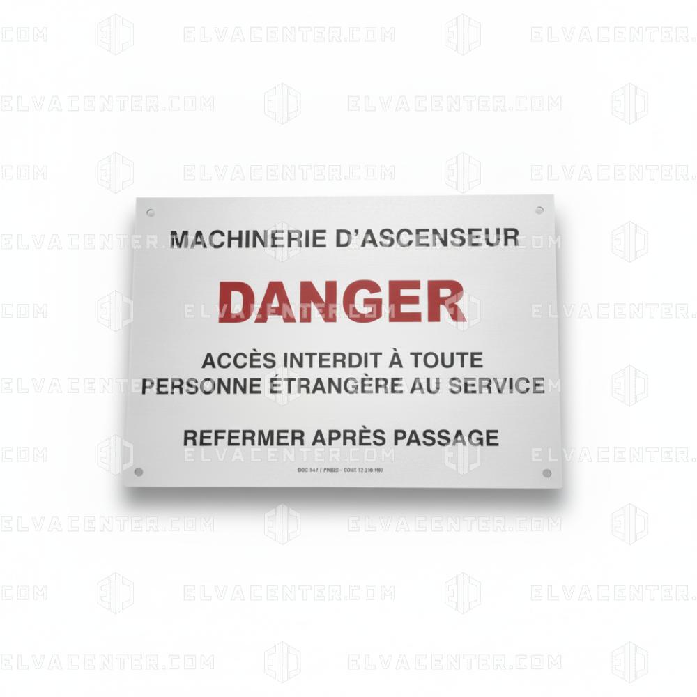 Sodimas, machine room warning sign (FR)